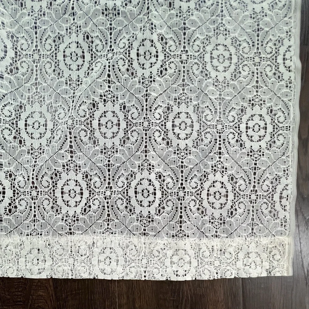 Vintage Ivory Lace Curtain Panel Valance 57x40 Floral Medallion Cottagecore Chic